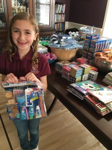 For her Faith in Action Project, Lexie provided 50 "Blessing Bags" for our clients filled with toiletries, snacks and fun activities.